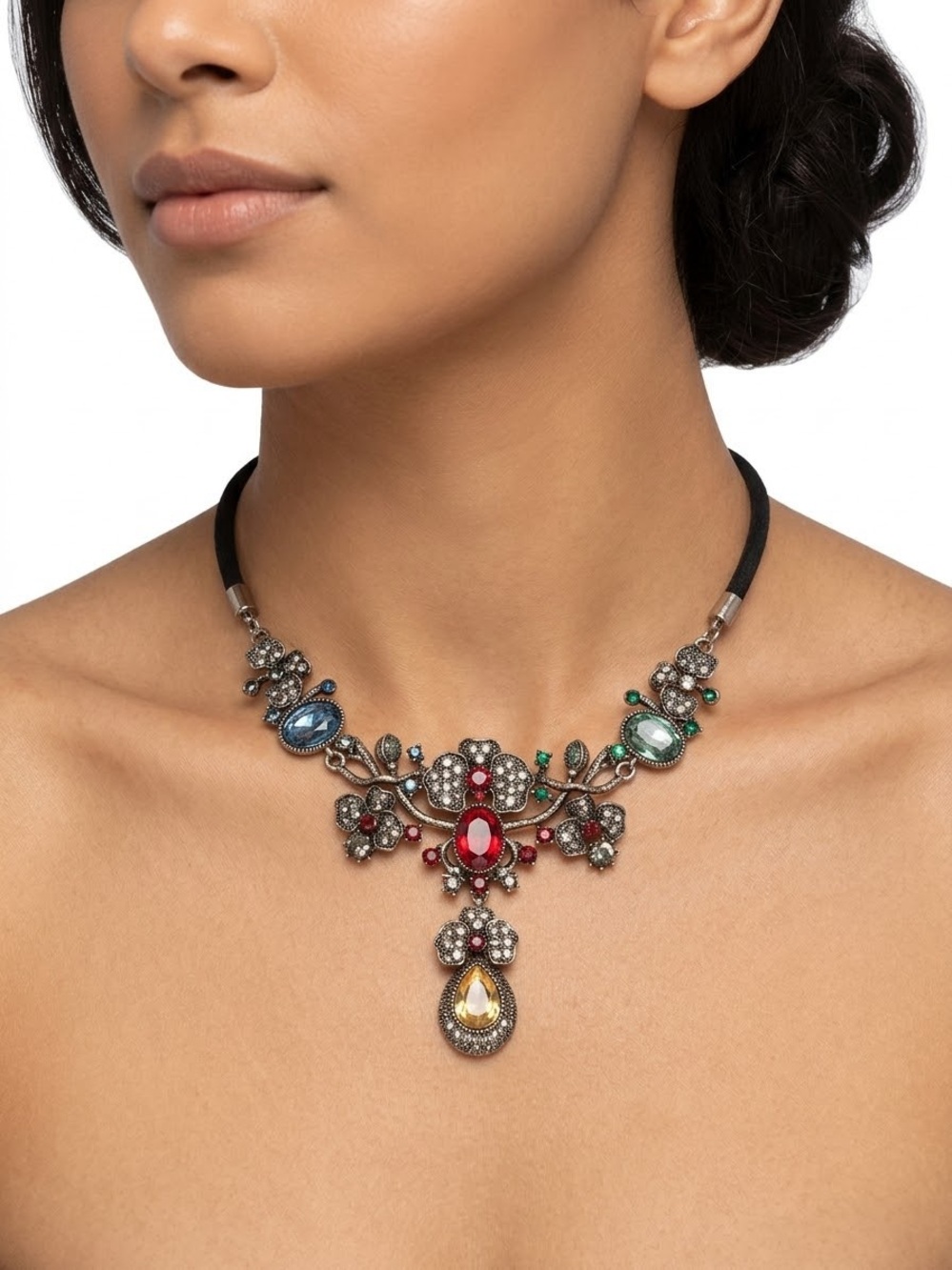 Sea Love Statement Multicolor Gemstone Floral Necklace - Women Jewelry